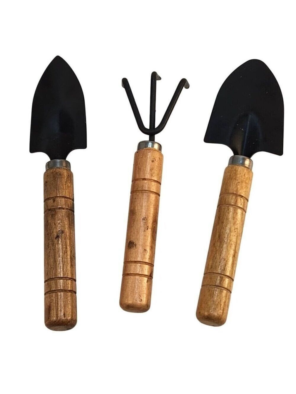 Miniature Gardening Tool Set 3 Piece Wooden Metal 6 Inch